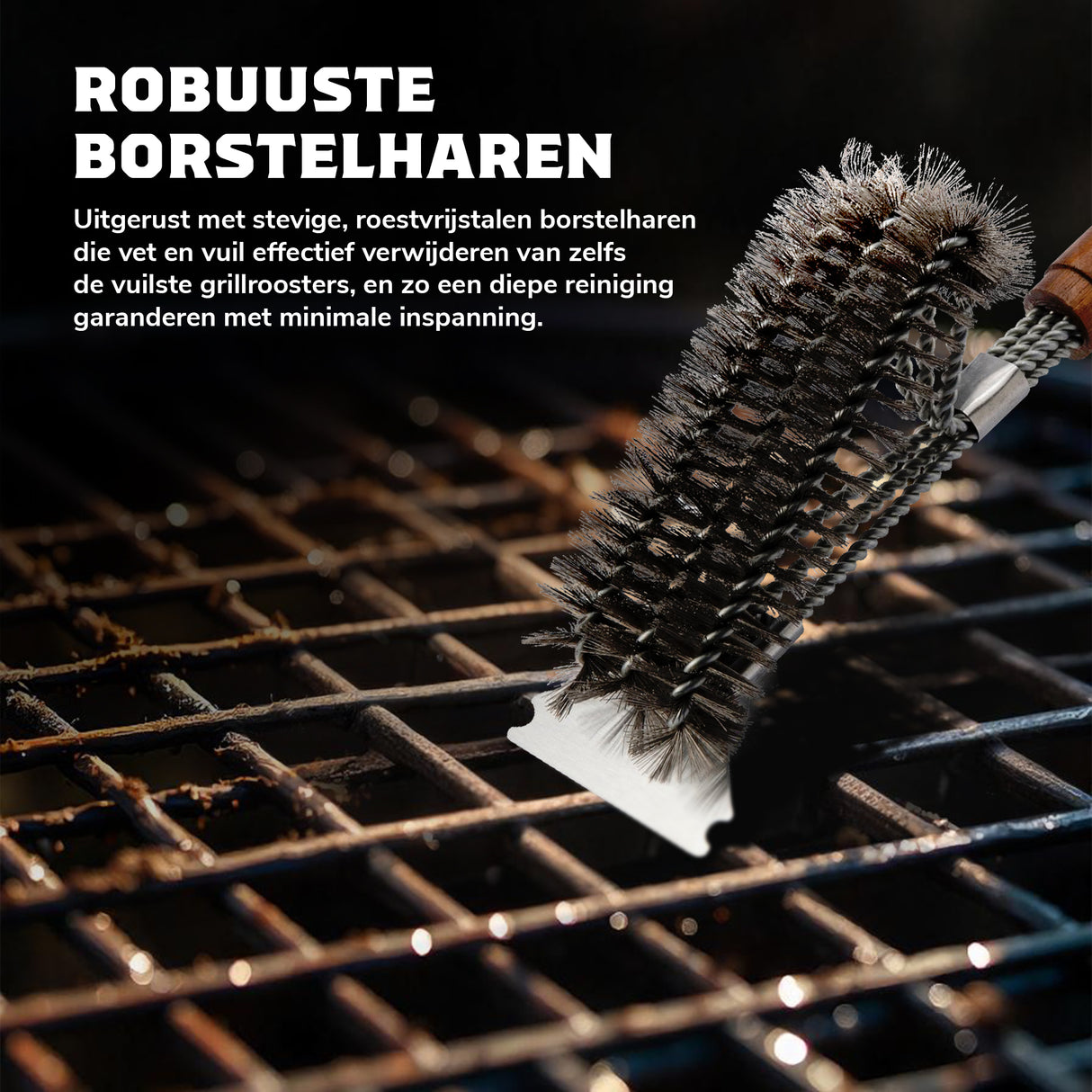 Brosse pour barbecue FireTech 3 pièces avec Grattoir