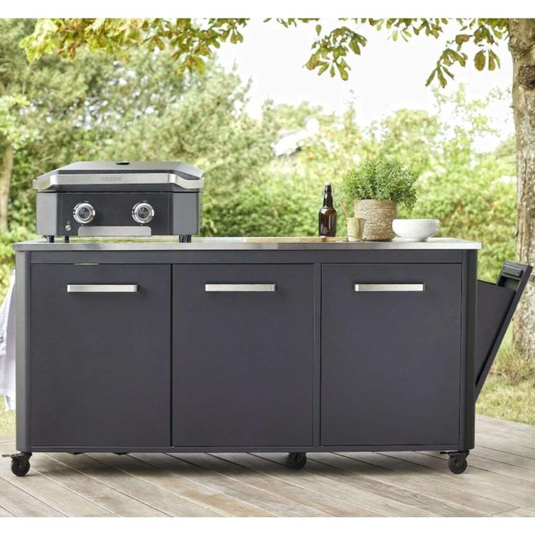 Cozze Werkbank, Werkbank, 3 Türen und 6 Rollen, mit klappbaren Arbeitstischen, 180 cm