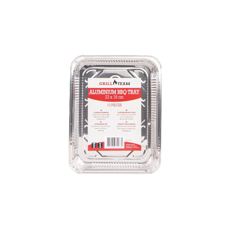 GrillTeam - Lot de 10 plateaux en aluminium 23 x 18 x 3,7 cm