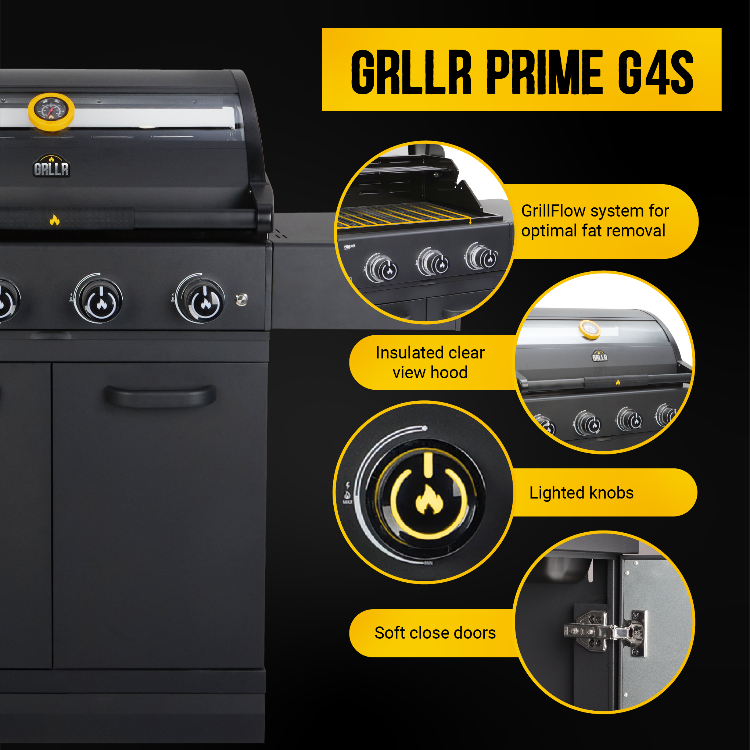 GRLLR Prime G4S - Gas Barbecue met 4 Branders en Zijbrander