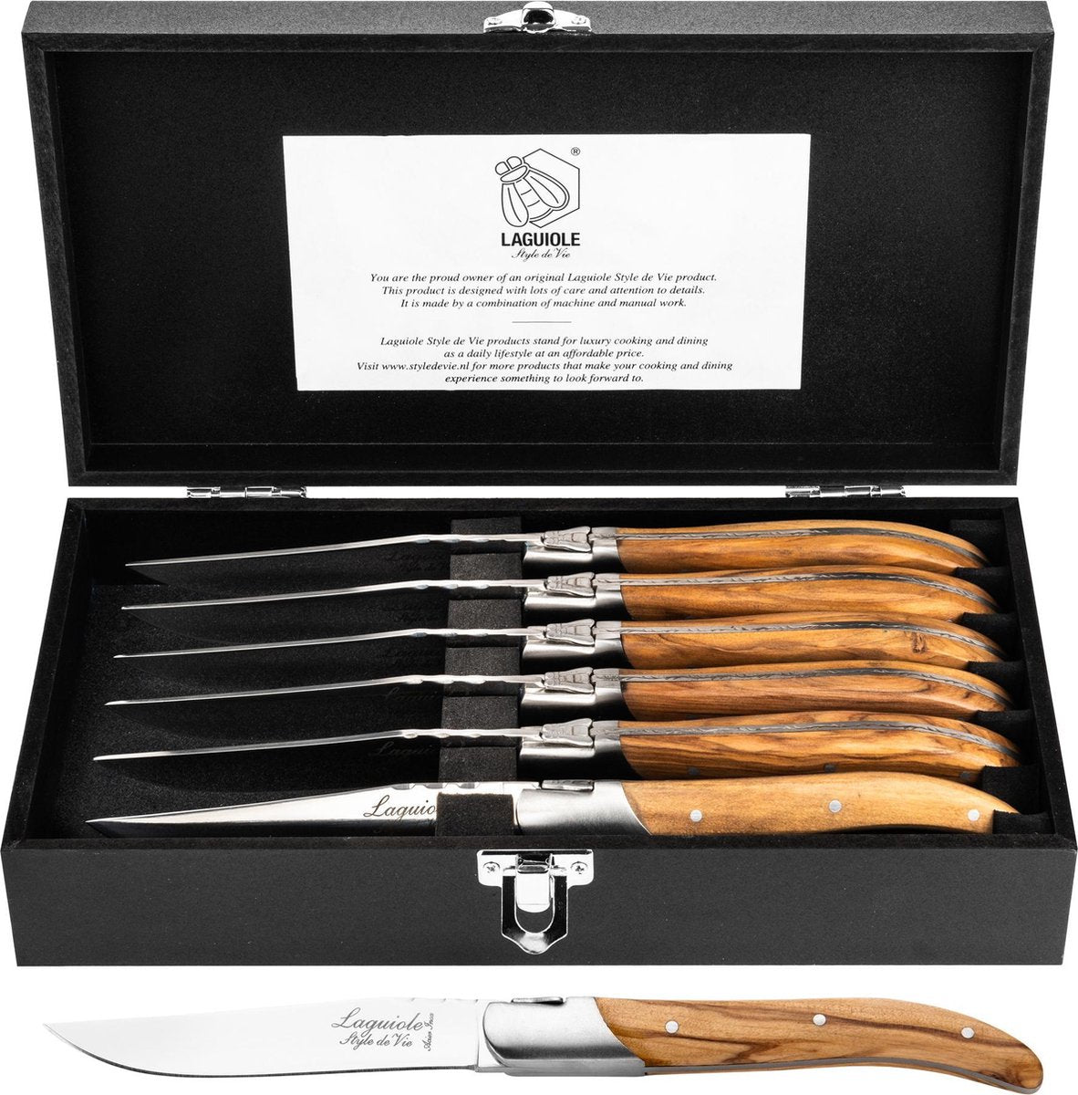 Luxury Line Steakmesser Olivenholz - 6 Stück - Style de Vie