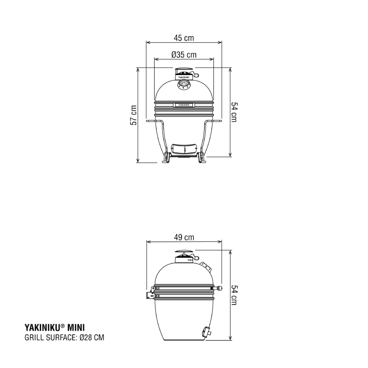 YAKINIKU - Mini 11 inch Kamado incl. Draagbaar Onderstel
