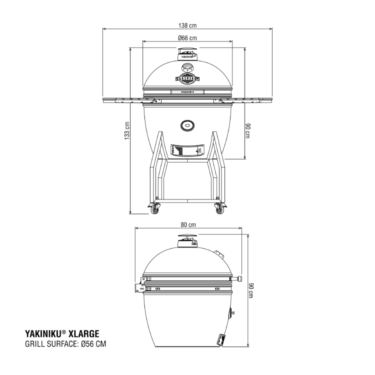 YAKINIKU - Xlarge 22 inch Kamado incl. Onderstel en Zijtafels