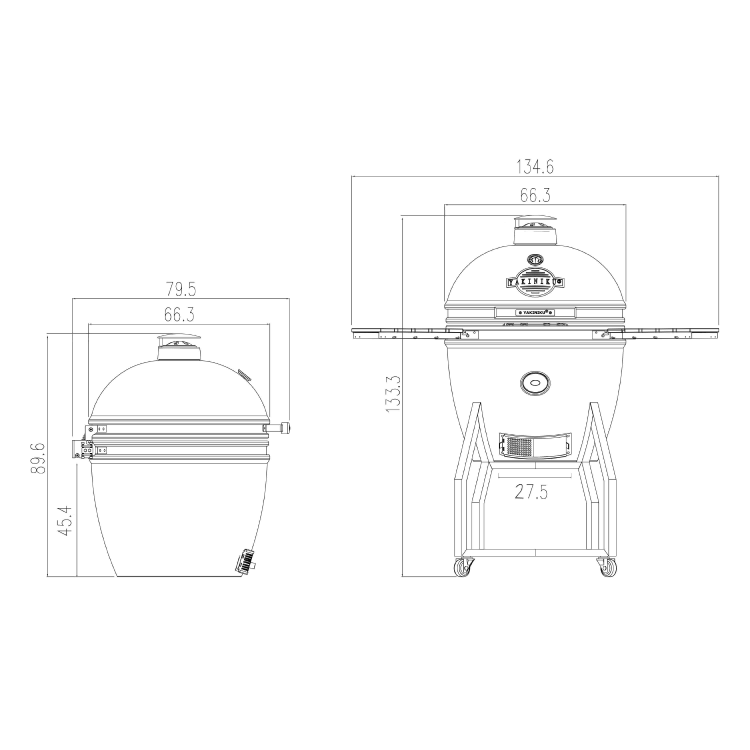 YAKINIKU - Xlarge 22 inch Kamado incl. Onderstel en Zijtafels