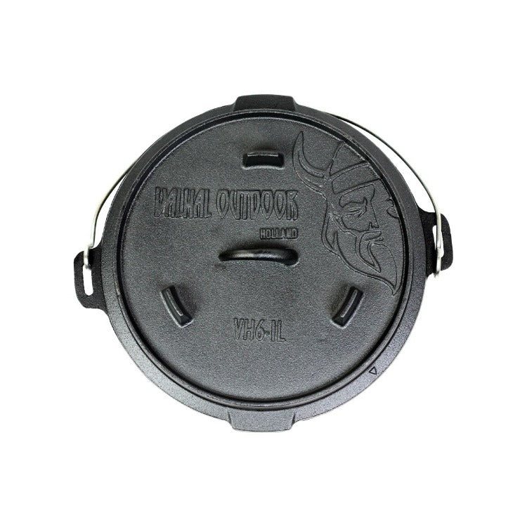 Valhal Outdoor - Dutch Oven Braadpan Gietijzer met pootjes 6.1 Liter