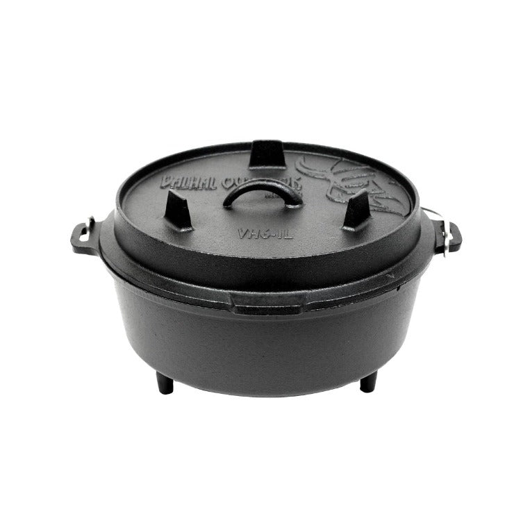 Valhal Outdoor - Dutch Oven Braadpan Gietijzer met pootjes 6.1 Liter