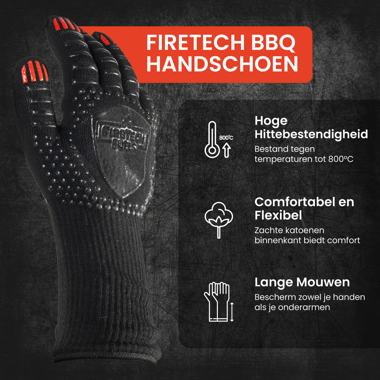 FireTech - Gants de barbecue haut de gamme - Résistants à la chaleur jusqu'à 800 degrés