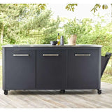 Cozze Werkbank, Werkbank, 3 Türen und 6 Rollen, mit klappbaren Arbeitstischen, 180 cm