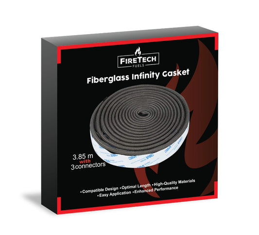 FireTech Fiberglas Infinity Filz – Universelle Kamado-Dichtung (3,85 m x 3 cm) mit 3 Anschlüssen