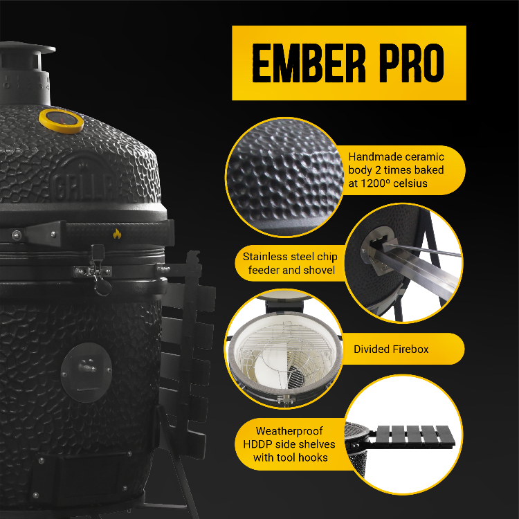 GRLLR Ember - Pro 24 inch Kamado Charcoal Black