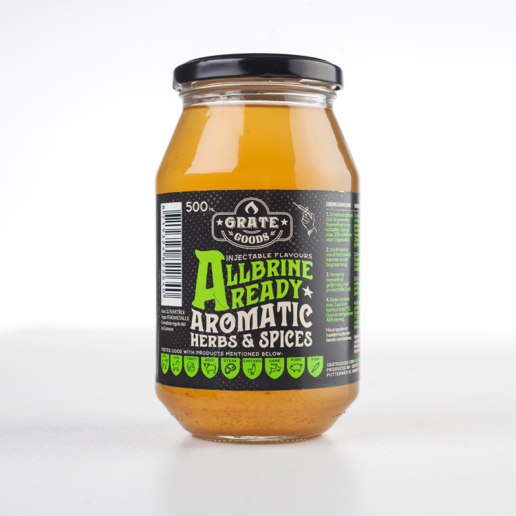 Grate Goods - Herbes aromatiques et épices prêtes à l'emploi AllBrine, incl. Injecteur