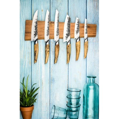 Porte-couteaux magnétique en acacia naturel - Style de Vie