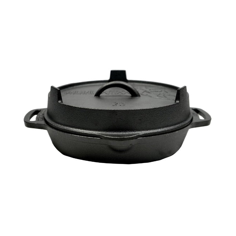 Valhal Outdoor - Poêle à frire en fonte avec couvercle ø 25 cm et motif grill